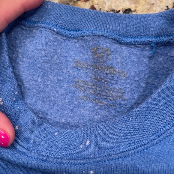 You are Loved crewneck Blue Splatter Sweatshirt L - Picture 3 of 5